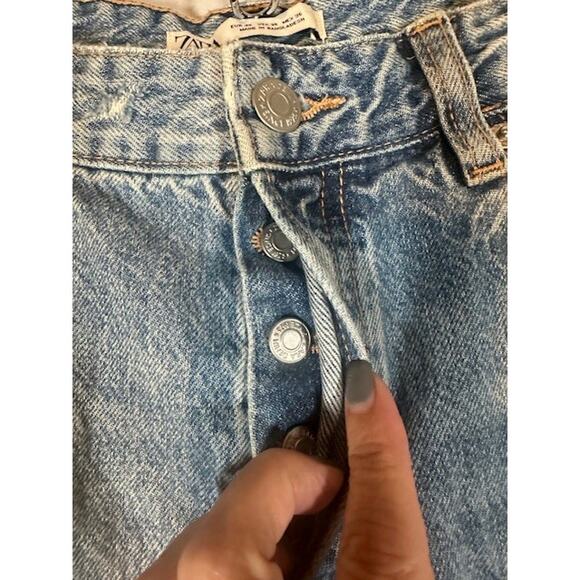 Zara Blue Cotton Button Fly Straight Leg Classic Denim Jeans Men Sz 36 - Picture 6 of 9